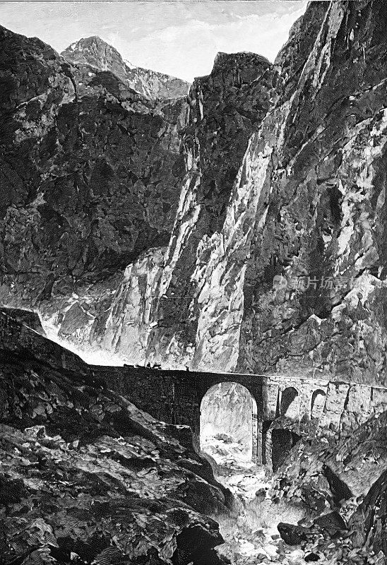 Devil's bridge, Sch?llenen gorge in the canton of Uri